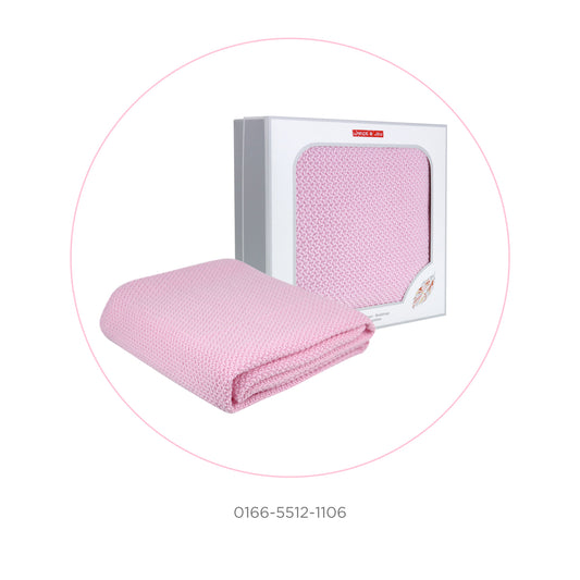 100% Cotton Premium Knitted Throw/Blanket (Sakura Pink)