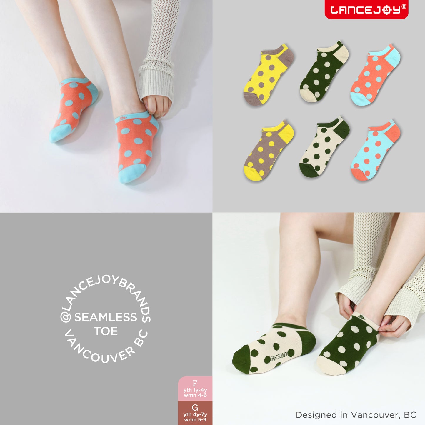 Geometry Youths & Women Ankle Socks (Polka Dots)
